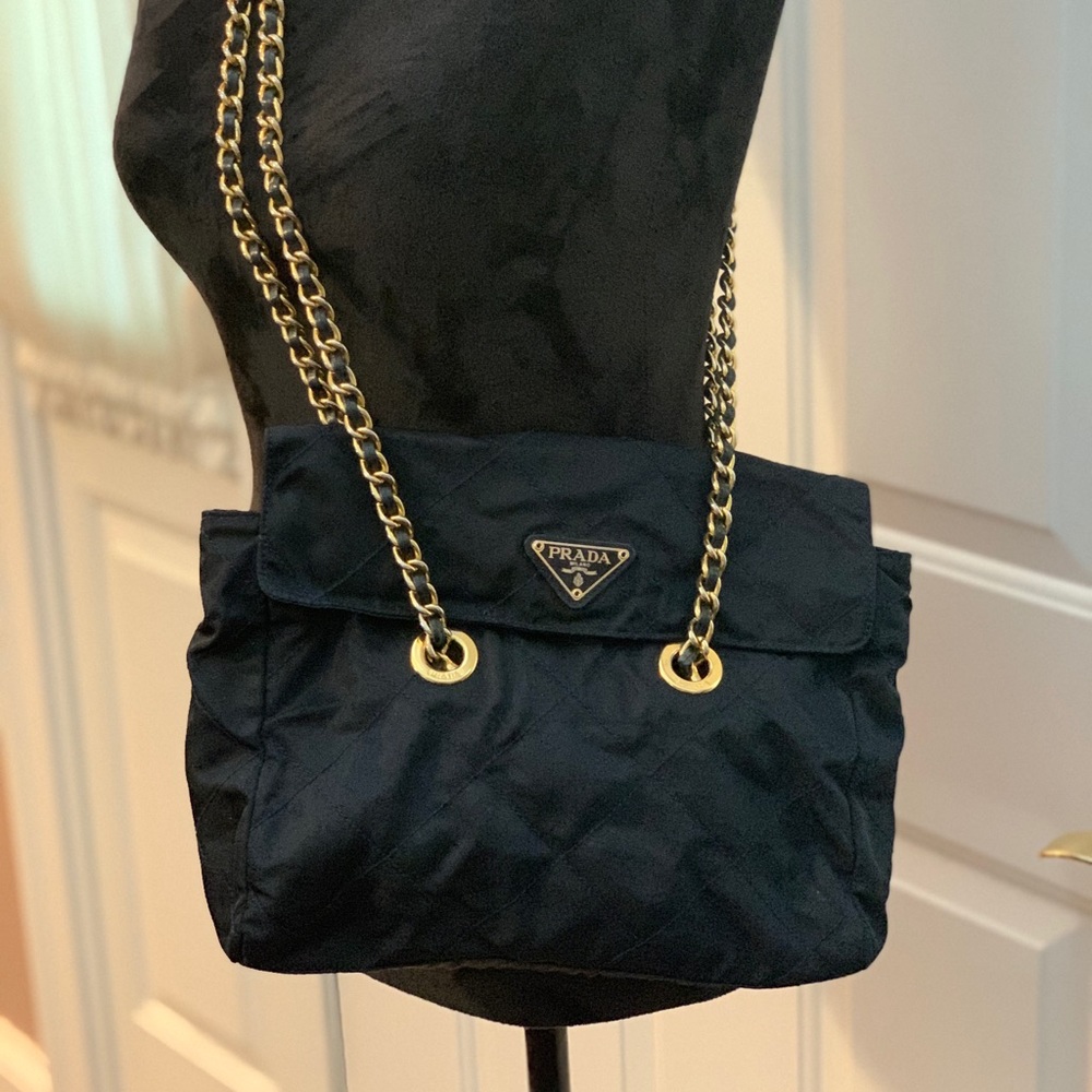 PRADA TESSUTO quilted nylon chain shoulder bag
